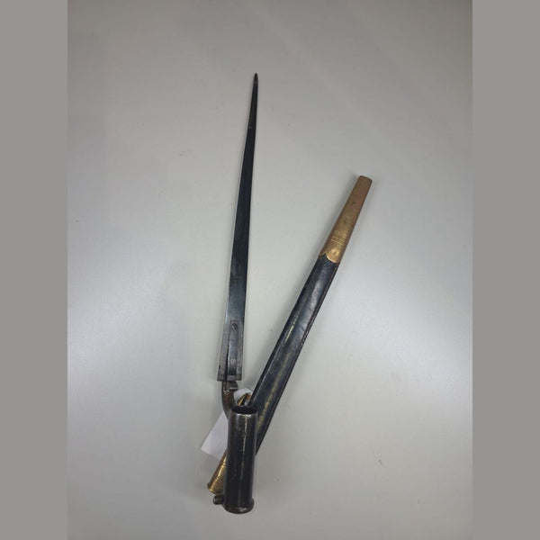 1842 Pattern British Socket Bayonet with Hanoverian Catch and Brass-Mounted Scabbard