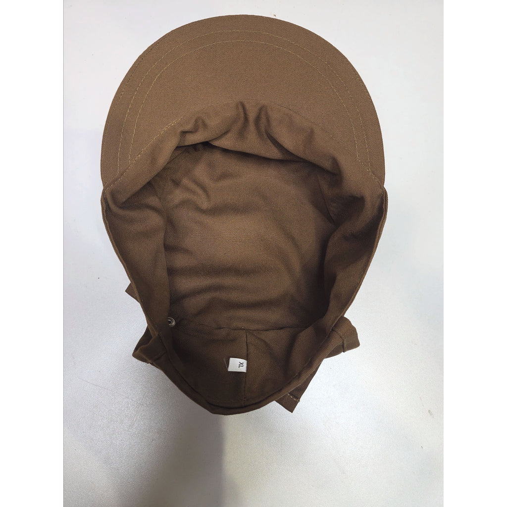 South African-Style Nutria Brown Peaked Cap with Neck Flap, XL