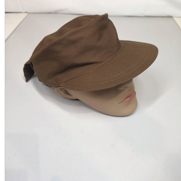 South African-Style Nutria Brown Peaked Cap with Neck Flap, XL