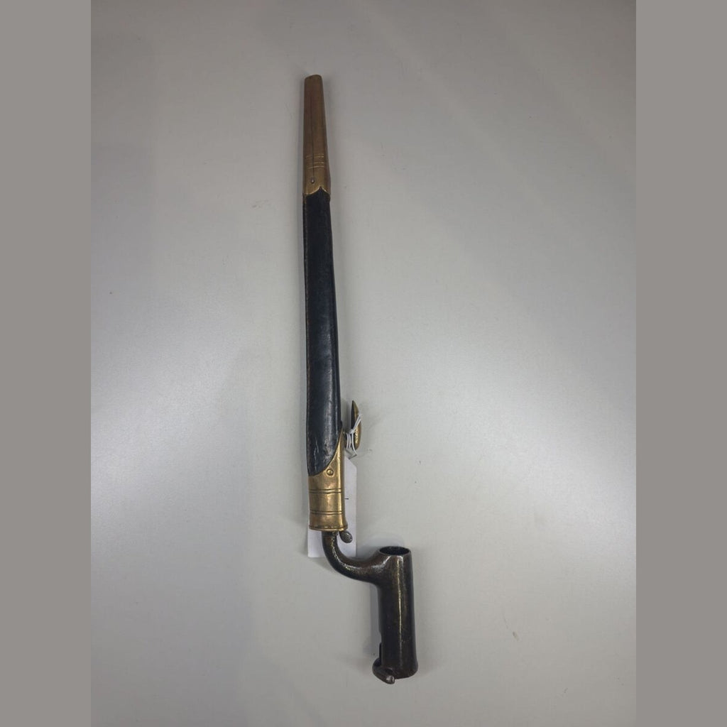 1842 Pattern British Socket Bayonet with Hanoverian Catch and Brass-Mounted Scabbard