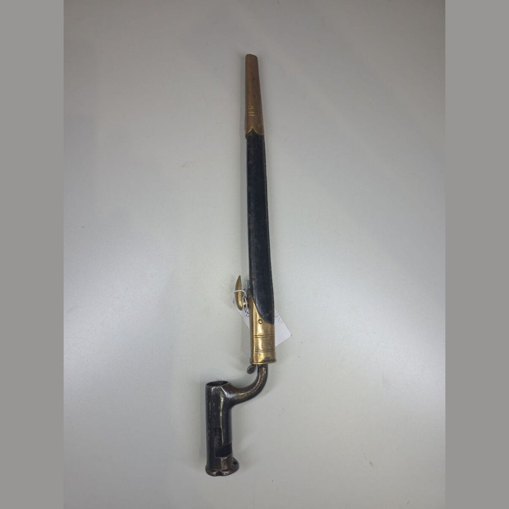 1842 Pattern British Socket Bayonet with Hanoverian Catch and Brass-Mounted Scabbard