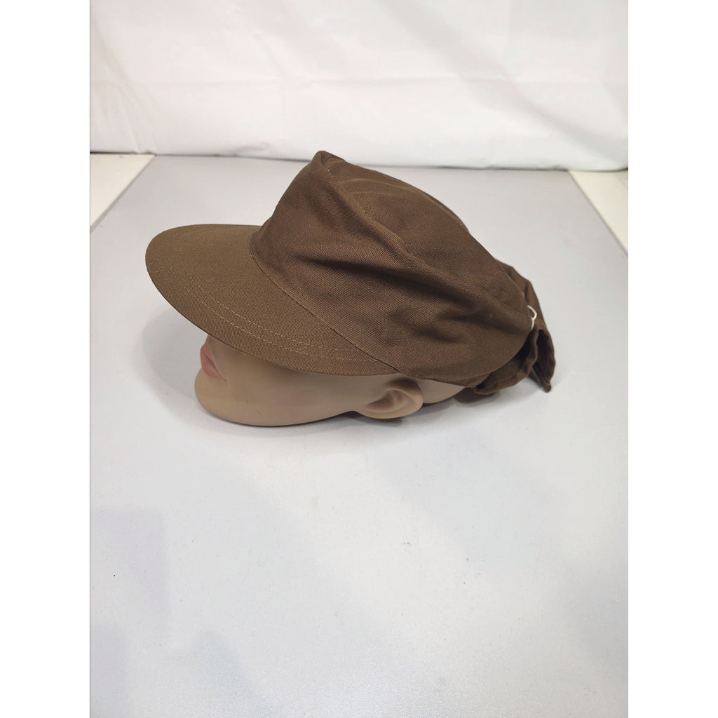 South African-Style Nutria Brown Peaked Cap with Neck Flap, XL
